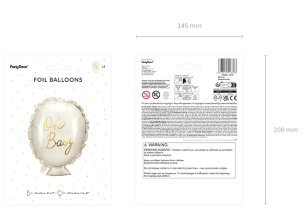 XL Folienballon Figur - Kissen, Oh Baby - 69cm x 53cm